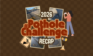 A collage of photos to recap the 2026 #PotholeChallenge with images of identified and filled potholes.